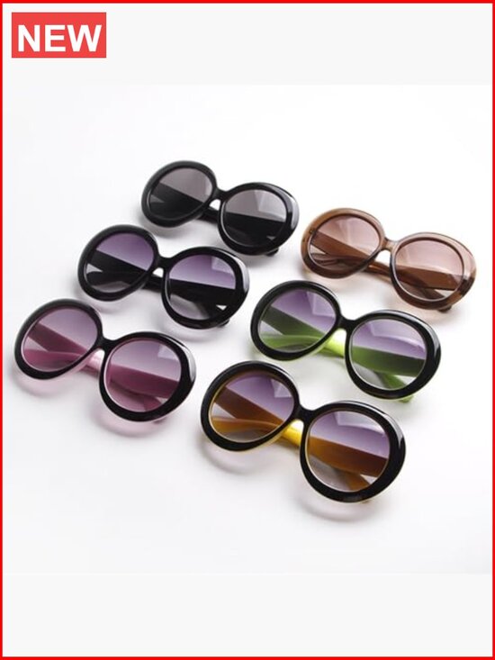 Oversized Round Sunglasses UV400 Protection Retro Big Frame 75mm Lens Plastic